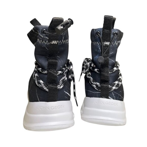 John Geiger 002 High Sneaker Black Marble Size 6.5 Designer Streetwear Skater - Picture 3 of 10
